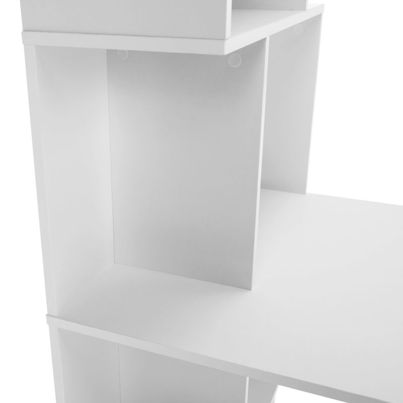 PC stôl, 120x60cm, s regálom, biely, FLOKI NEW