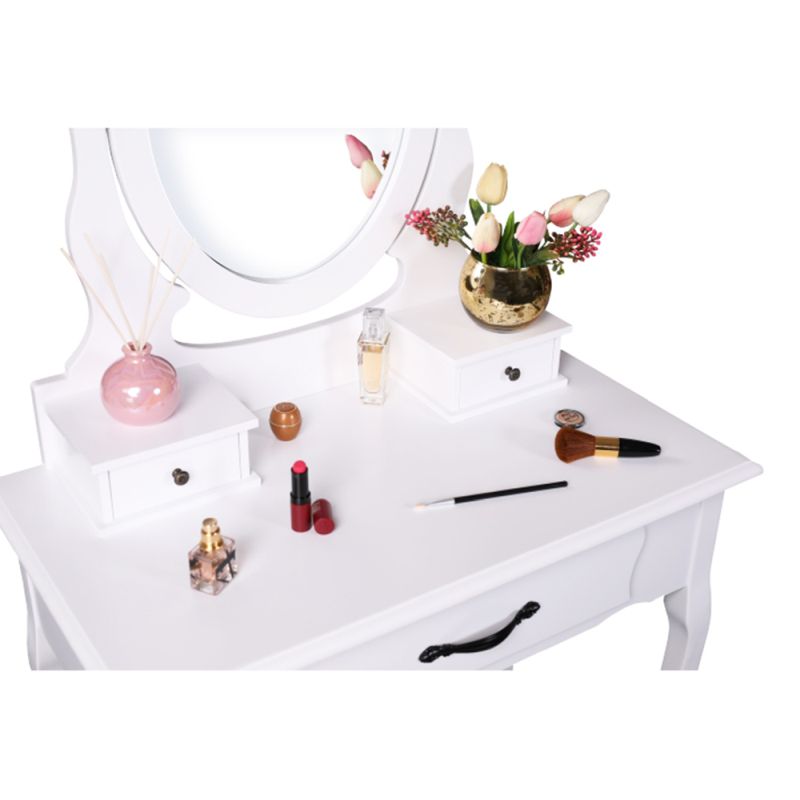 Toaletný stolík, 72cm, s taburetom, biely, strieborný, LINET NEW