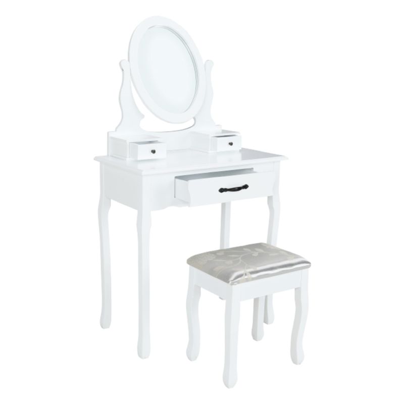 Toaletný stolík, 72cm, s taburetom, biely, strieborný, LINET NEW