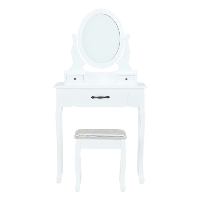 Toaletný stolík, 72cm, s taburetom, biely, strieborný, LINET NEW