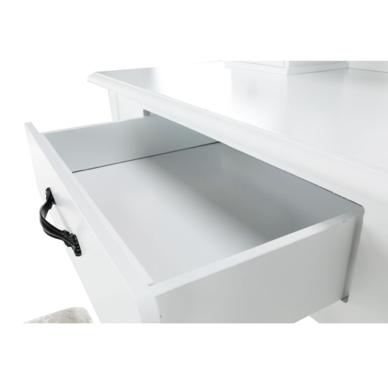 Toaletný stolík, 72cm, s taburetom, biely, strieborný, LINET NEW