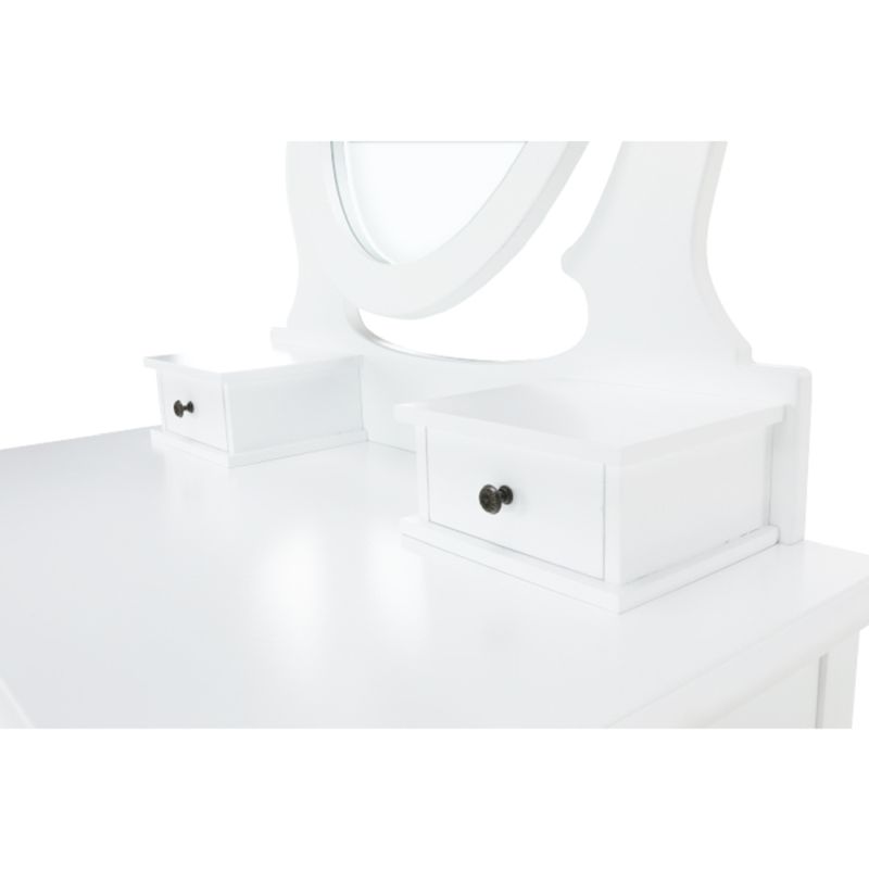 Toaletný stolík, 72cm, s taburetom, biely, strieborný, LINET NEW