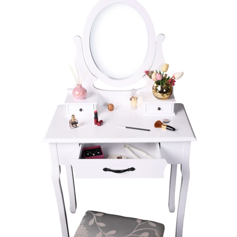 Toaletný stolík, 72cm, s taburetom, biely, strieborný, LINET NEW