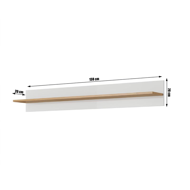 Polica, 138cm, biela, dub grandson, CITY