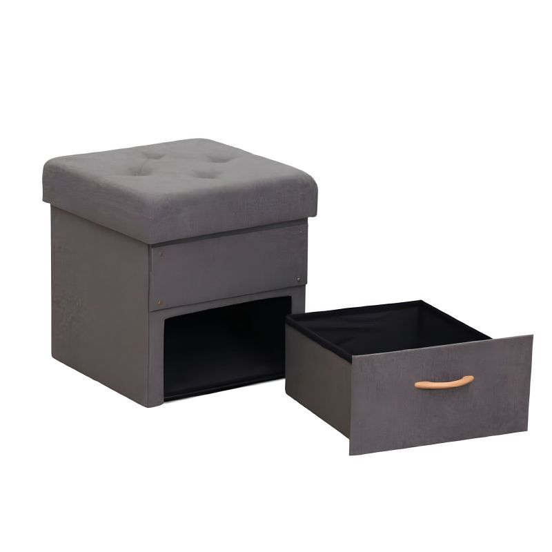 Taburet, 42cm, úložný priestor, sivá látka, SULOT TYP 1