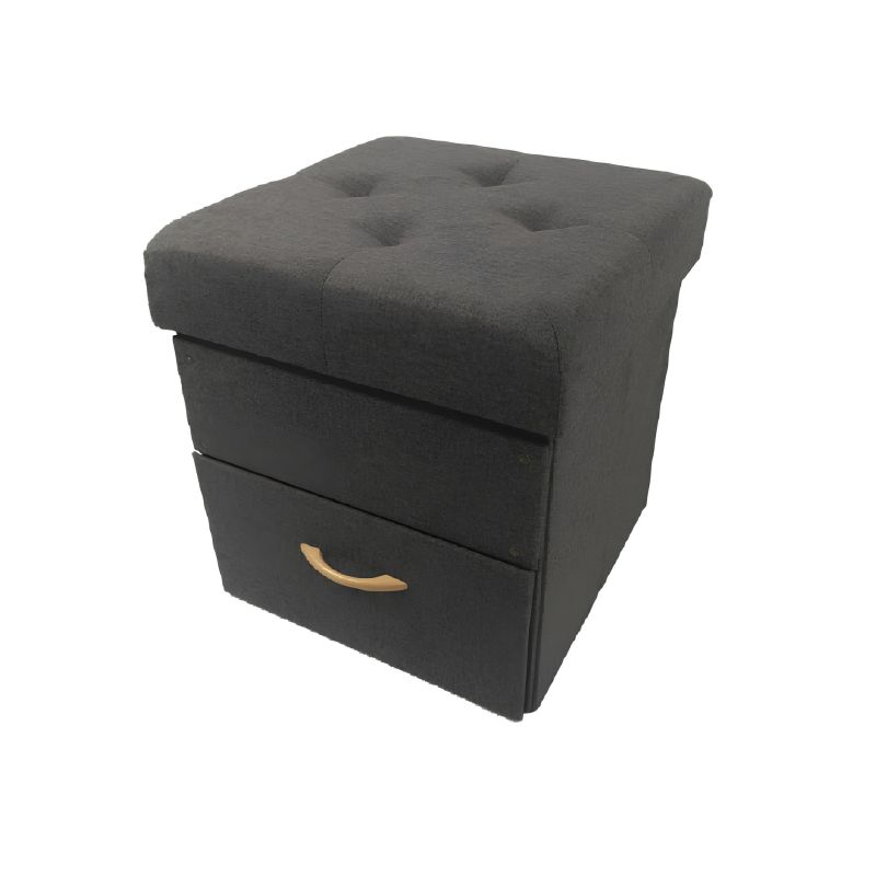 Taburet, 42cm, úložný priestor, sivá látka, SULOT TYP 1