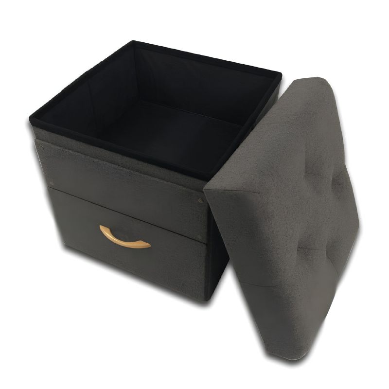 Taburet, 42cm, úložný priestor, sivá látka, SULOT TYP 1
