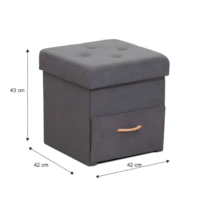 Taburet, 42cm, úložný priestor, sivá látka, SULOT TYP 1