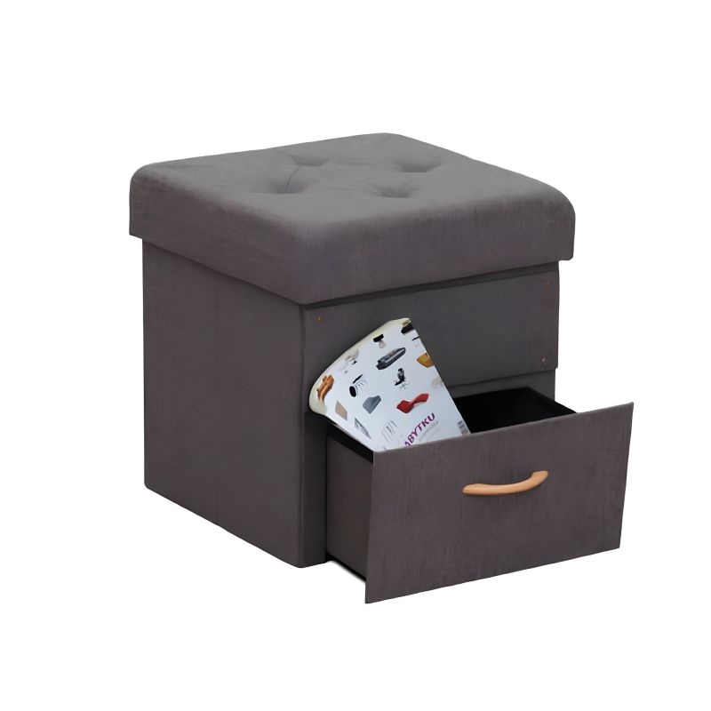 Taburet, 42cm, úložný priestor, sivá látka, SULOT TYP 1
