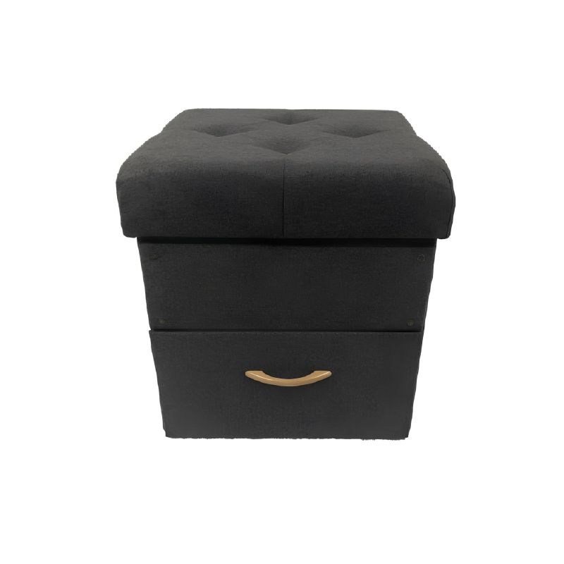 Taburet, 42cm, úložný priestor, sivá látka, SULOT TYP 1