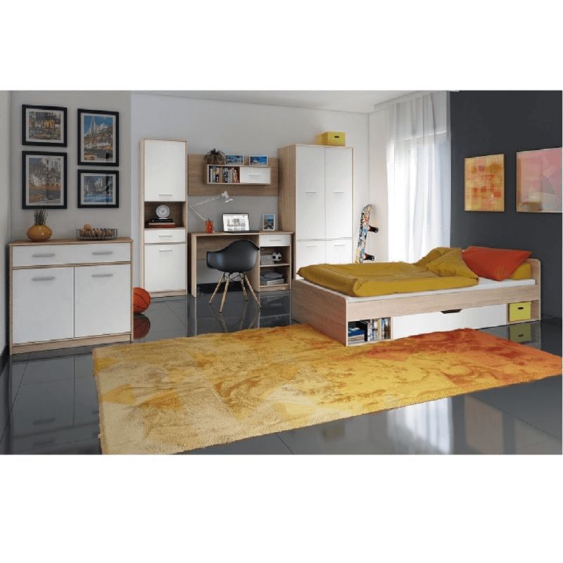 Vitrína, 50cm, biela, dub sonoma, TEYO 1D1W1S