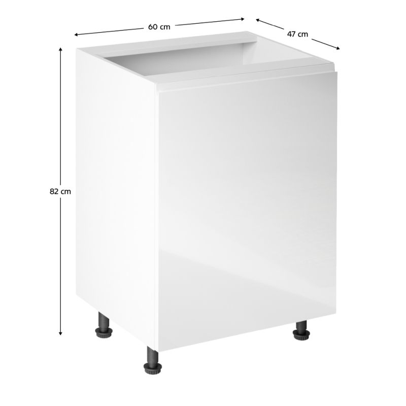 Spodná skrinka, 60cm, biela, biely lesk, pravá, AURORA D601F