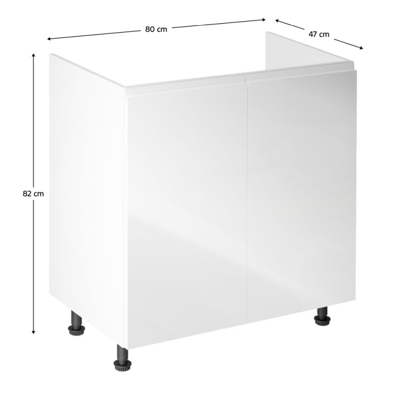 Drezová skrinka, 80cm, biela, biely lesk, AURORA D80Z