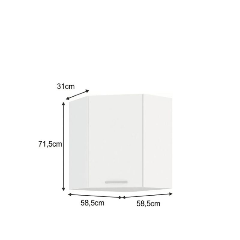 Horná skrinka rohová, 58cm, biela, SPLIT 58x58 GN-72 1F