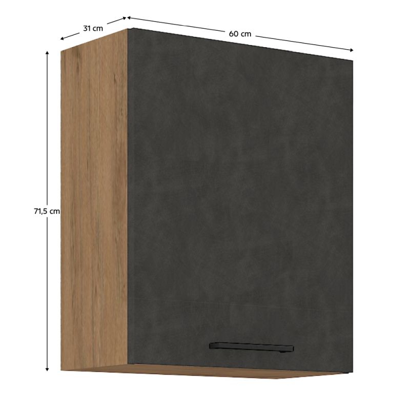 Horná skrinka, 60cm, sivá, dub lancelot, VEGA 60 G-72 1F