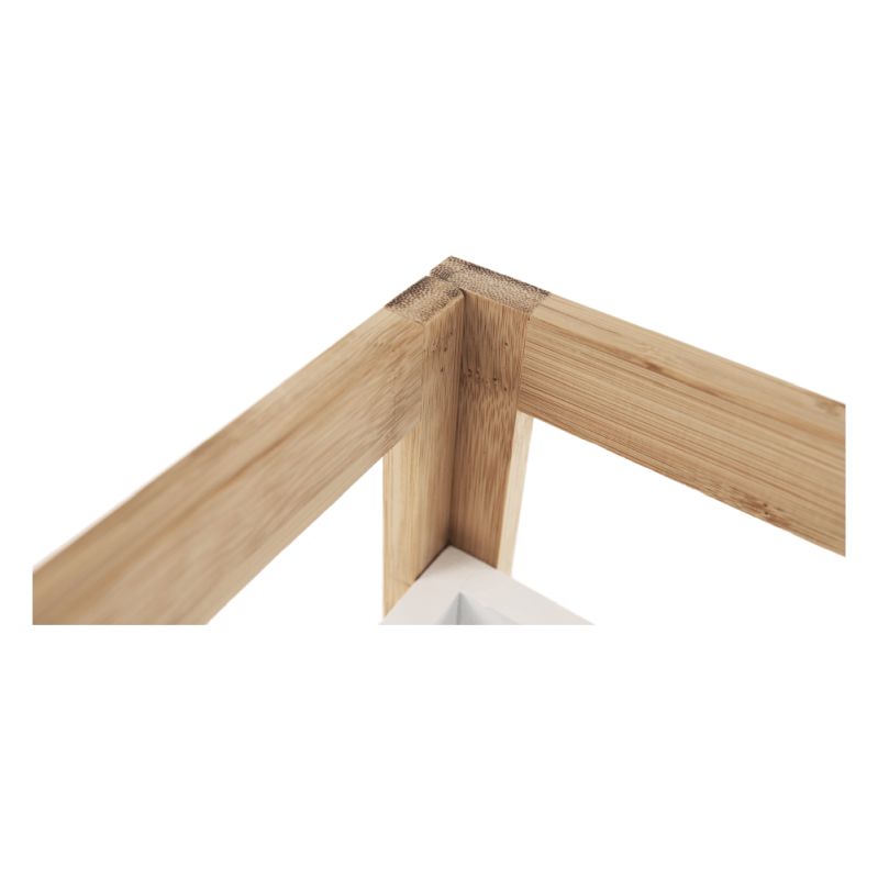 Rohový regál, 23cm, bambus, prírodný, biely, FONG