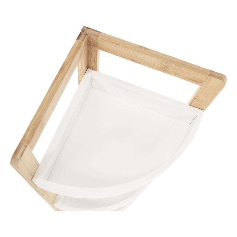 Rohový regál, 23cm, bambus, prírodný, biely, FONG