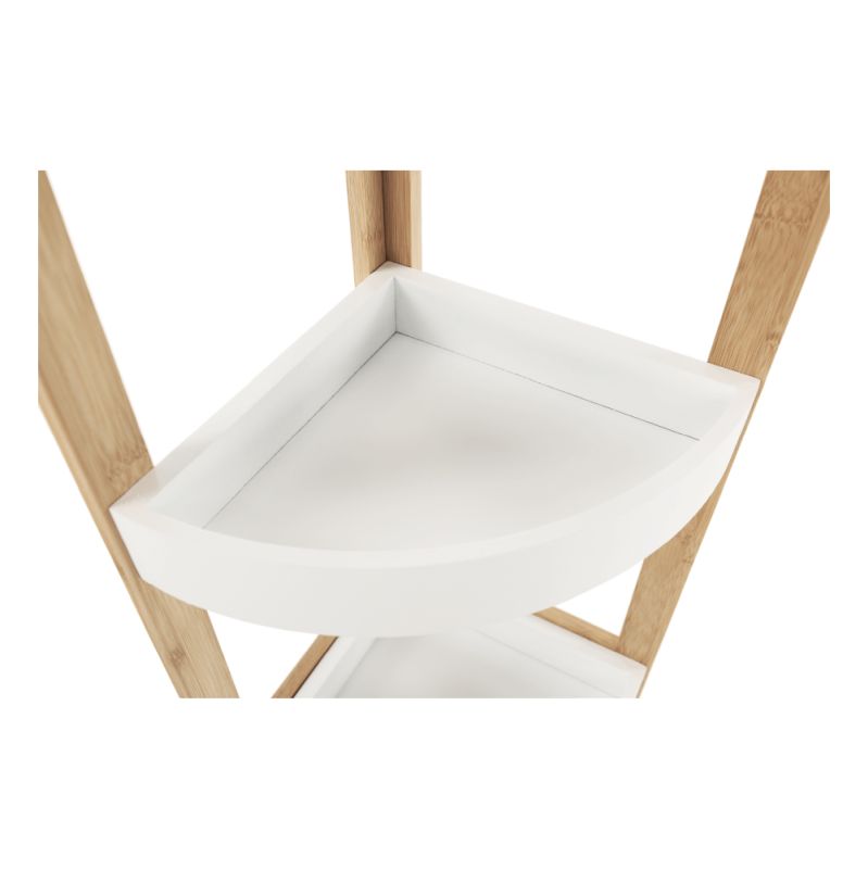 Rohový regál, 23cm, bambus, prírodný, biely, FONG
