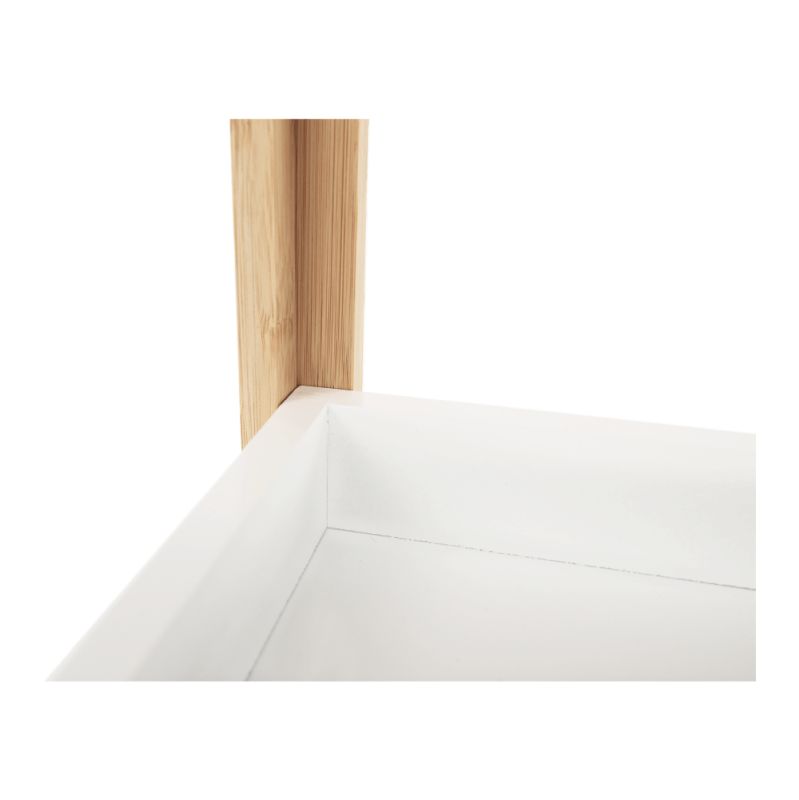 Rohový regál, 23cm, bambus, prírodný, biely, FONG