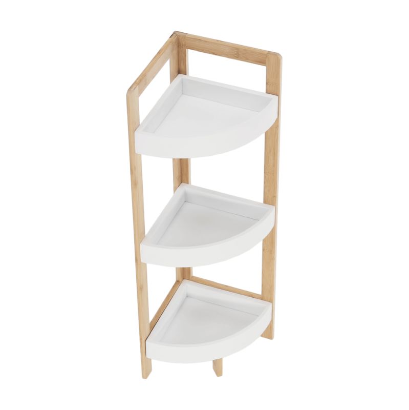 Rohový regál, 23cm, bambus, prírodný, biely, FONG