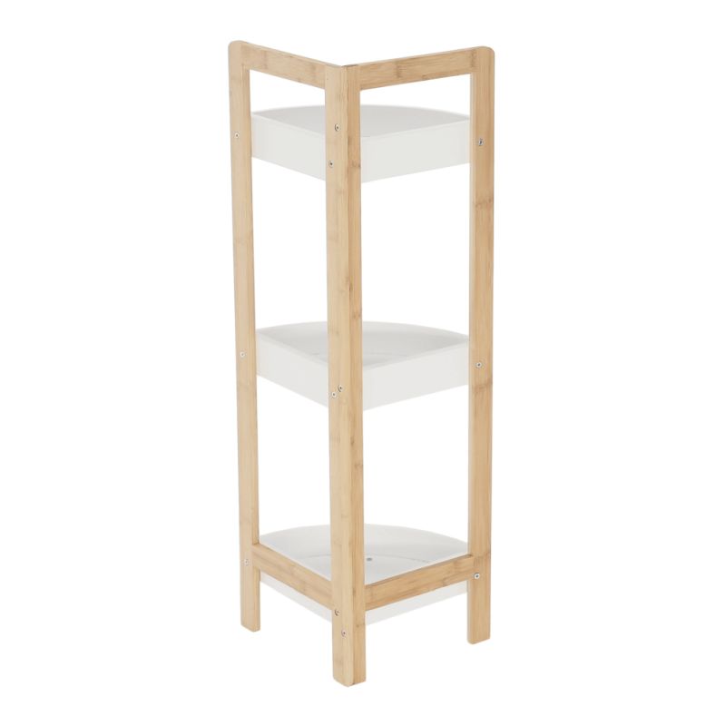 Rohový regál, 23cm, bambus, prírodný, biely, FONG