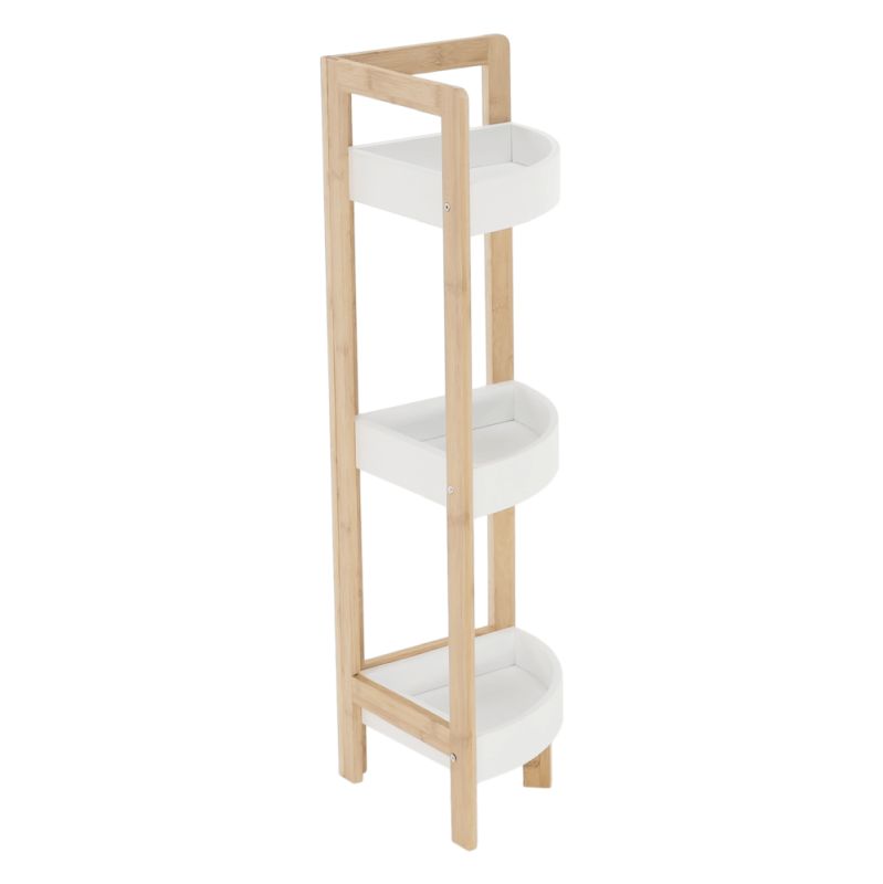 Rohový regál, 23cm, bambus, prírodný, biely, FONG