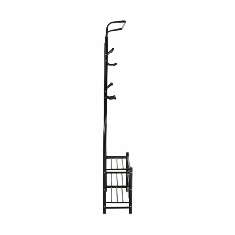 Vešiak s botníkom, 190cm, čierny kov, BARNUM