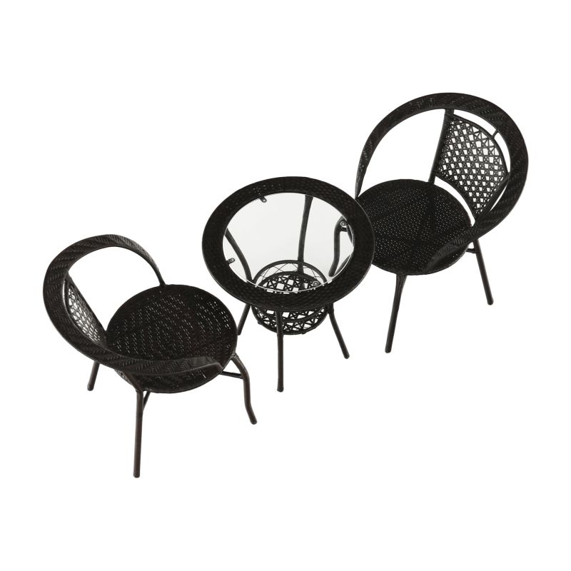 Záhradný, ratanový set, 1+2, hnedý, LASAN