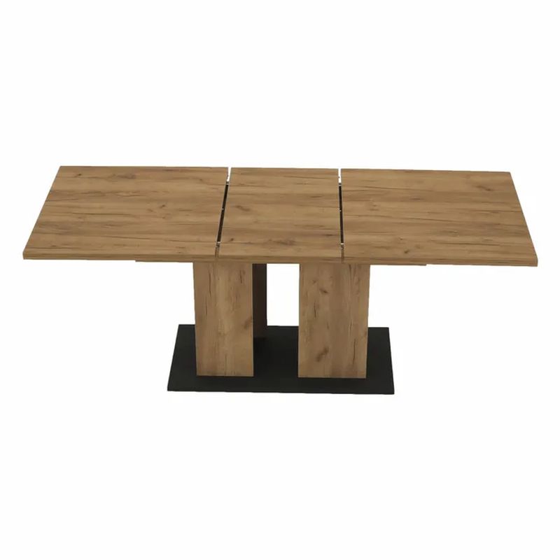 Jedálenský stôl, 155x86cm, rozkladací, DTD, dub craft zlatý, grafit sivá, FIDEL