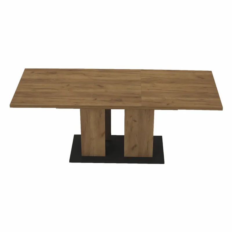 Jedálenský stôl, 155x86cm, rozkladací, DTD, dub craft zlatý, grafit sivá, FIDEL