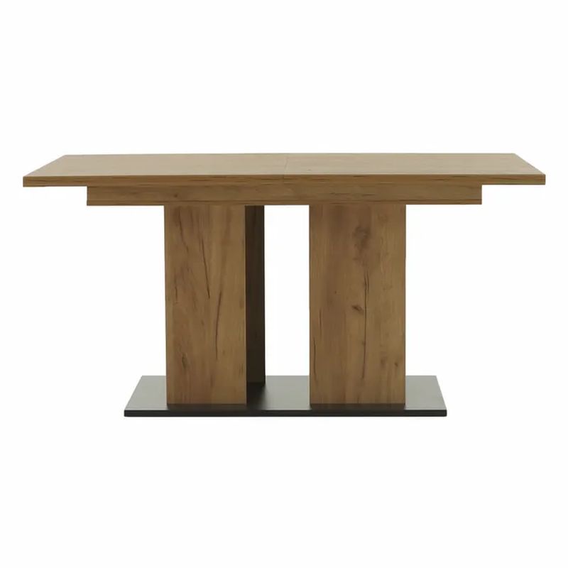 Jedálenský stôl, 155x86cm, rozkladací, DTD, dub craft zlatý, grafit sivá, FIDEL