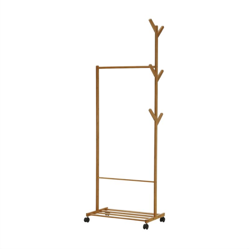 Pojazdný vešiak, prírodný, bambus, šírka 60cm, VIKIR TYP 1
