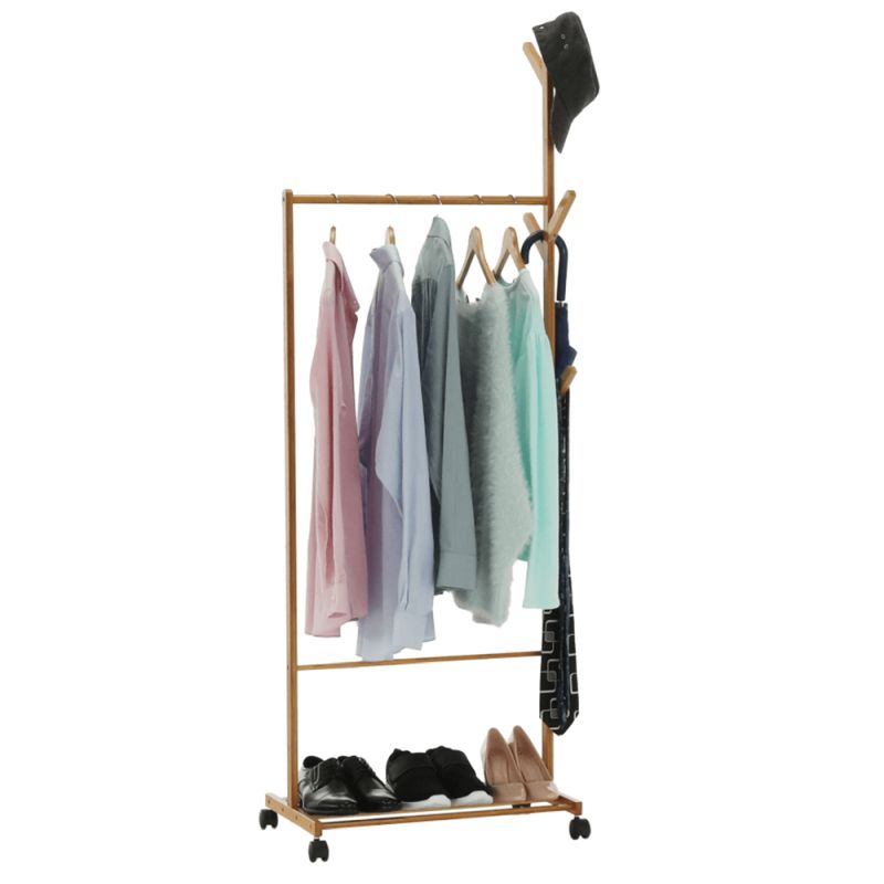 Pojazdný vešiak, prírodný, bambus, šírka 60cm, VIKIR TYP 1