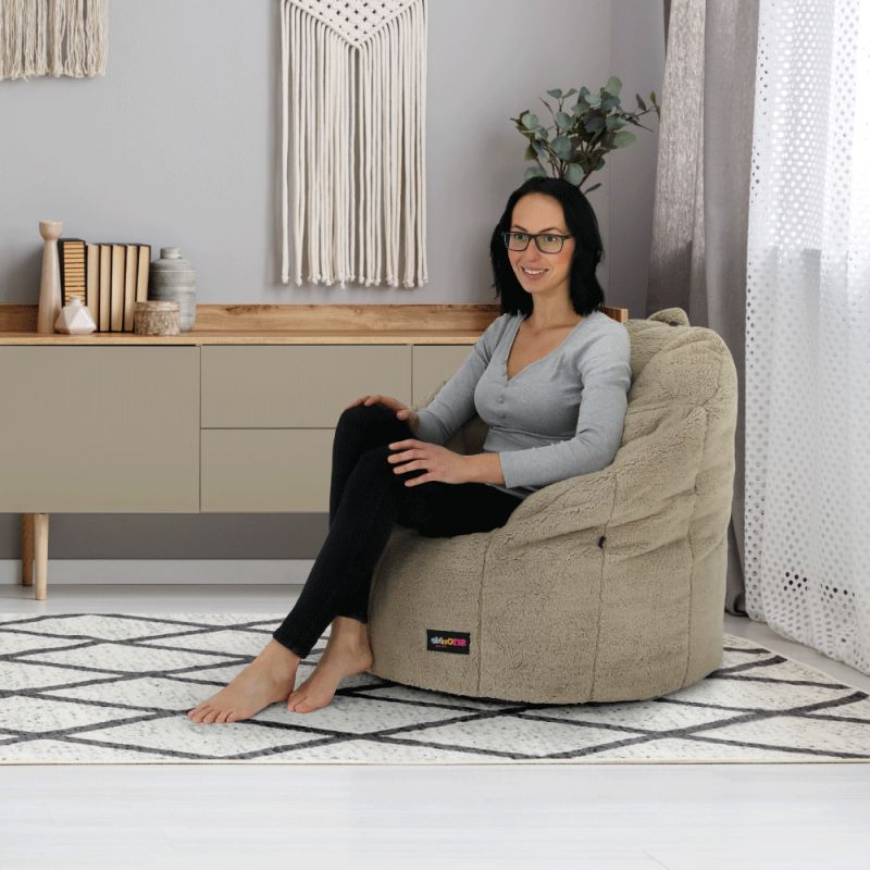 Sedací vak, 75cm, svetlohnedá látka, ALMERO