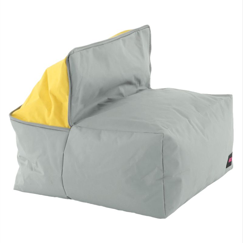 Sedací vak, 50cm, sivý, žltý, látka, ALIMOR
