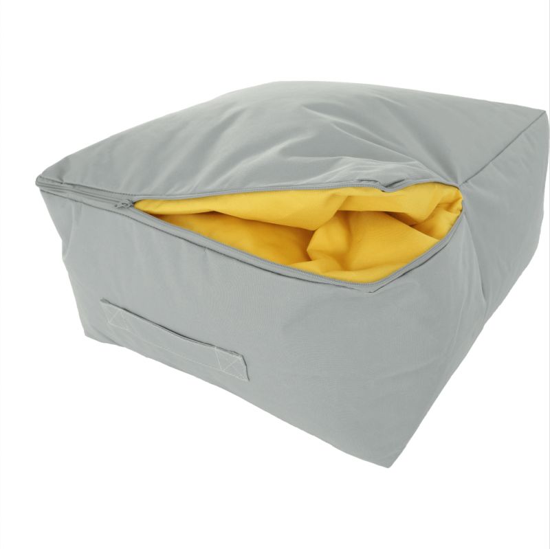 Sedací vak, 50cm, sivý, žltý, látka, ALIMOR
