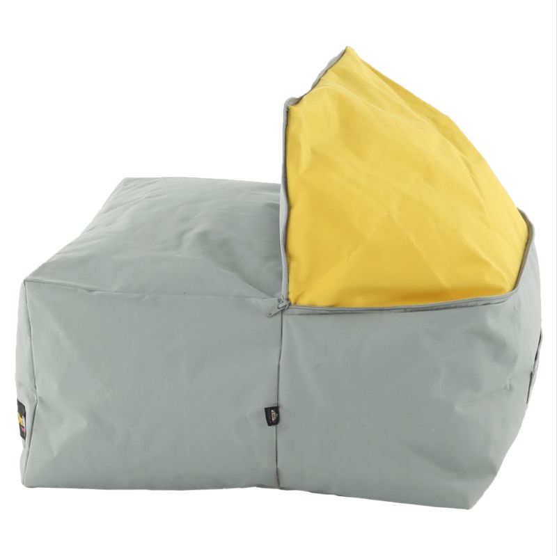 Sedací vak, 50cm, sivý, žltý, látka, ALIMOR