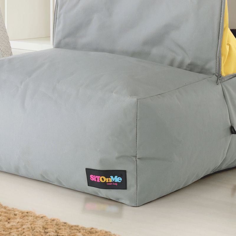 Sedací vak, 50cm, sivý, žltý, látka, ALIMOR