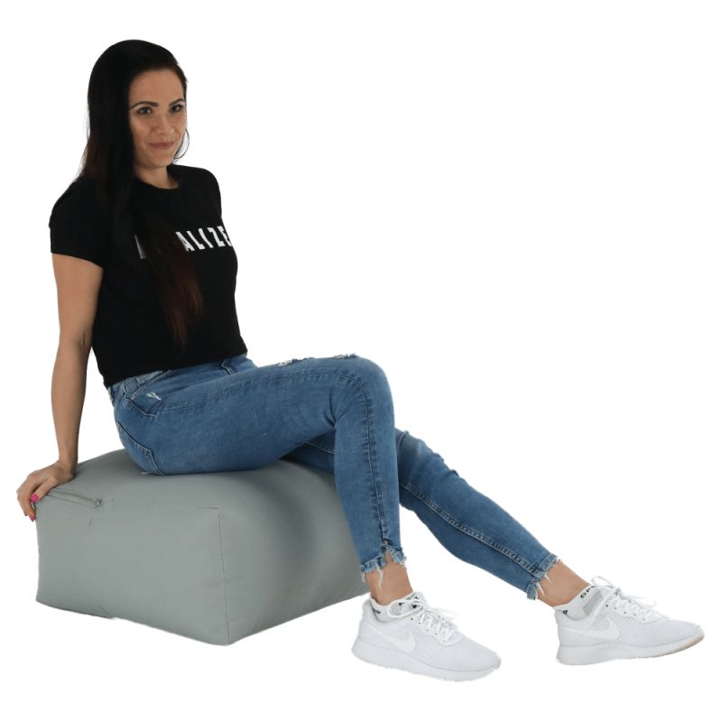 Sedací vak, 50cm, sivý, žltý, látka, ALIMOR