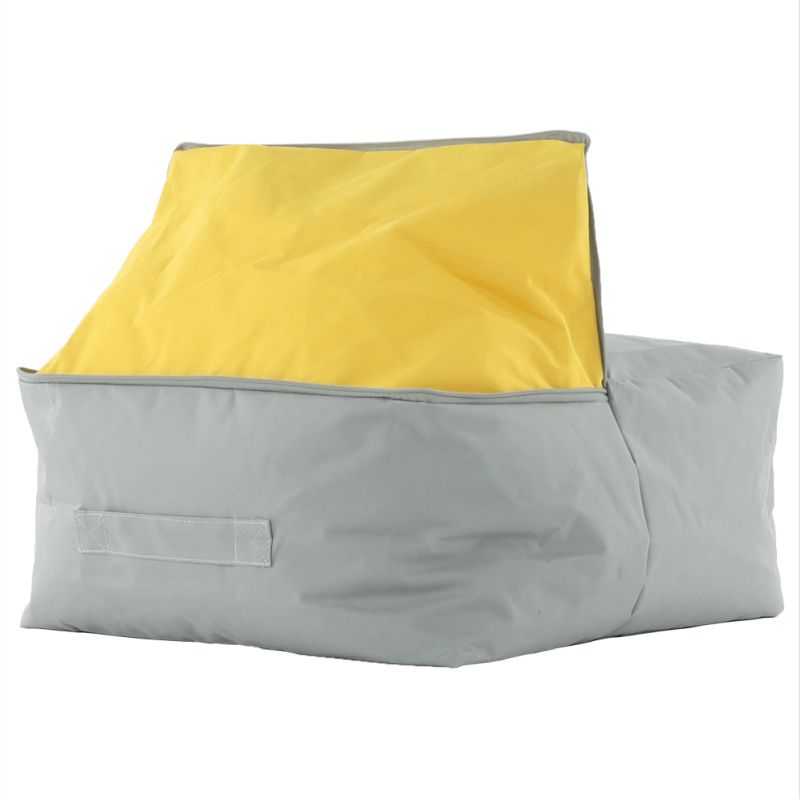 Sedací vak, 50cm, sivý, žltý, látka, ALIMOR
