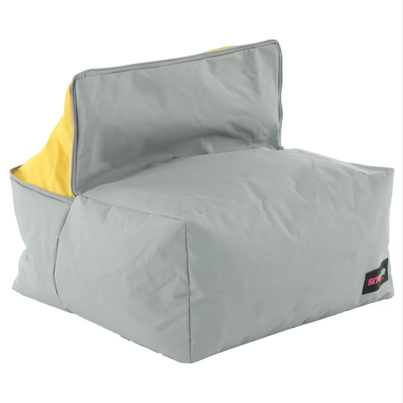 Sedací vak, 50cm, sivý, žltý, látka, ALIMOR