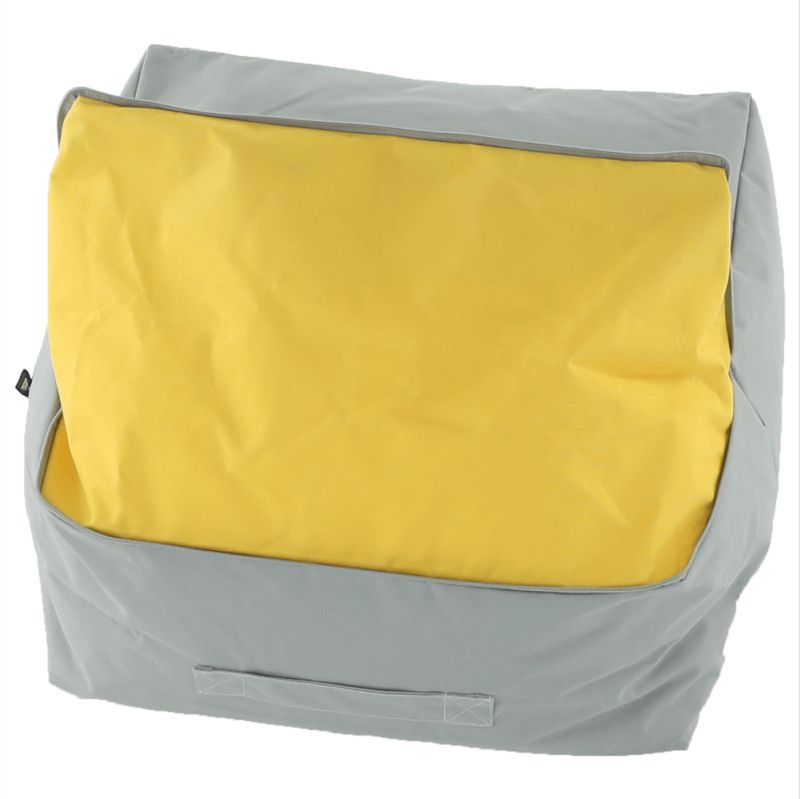 Sedací vak, 50cm, sivý, žltý, látka, ALIMOR