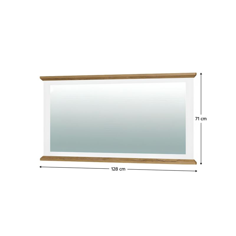 Zrkadlo, 128x71cm, biele, dub grand, LEON MZ16