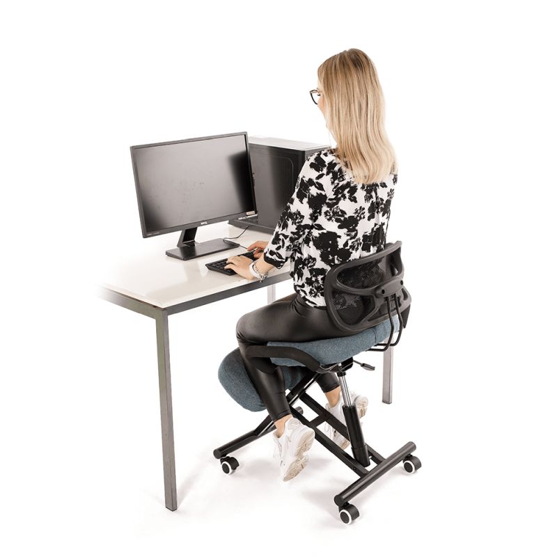 Ergonomický kľakosed, sivá látka, čierny, RUFUS