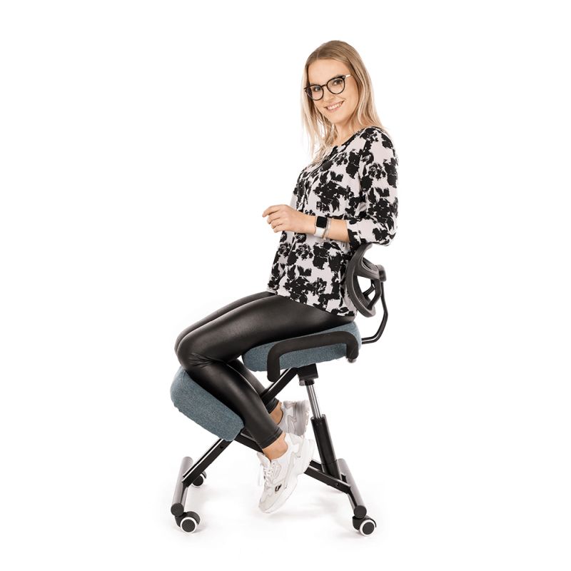 Ergonomický kľakosed, sivá látka, čierny, RUFUS