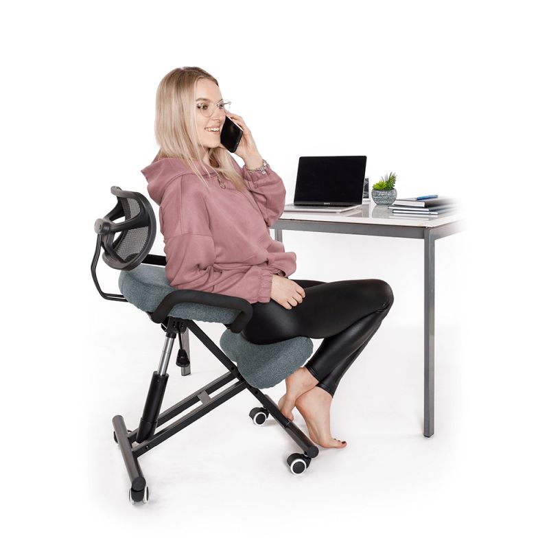 Ergonomický kľakosed, sivá látka, čierny, RUFUS