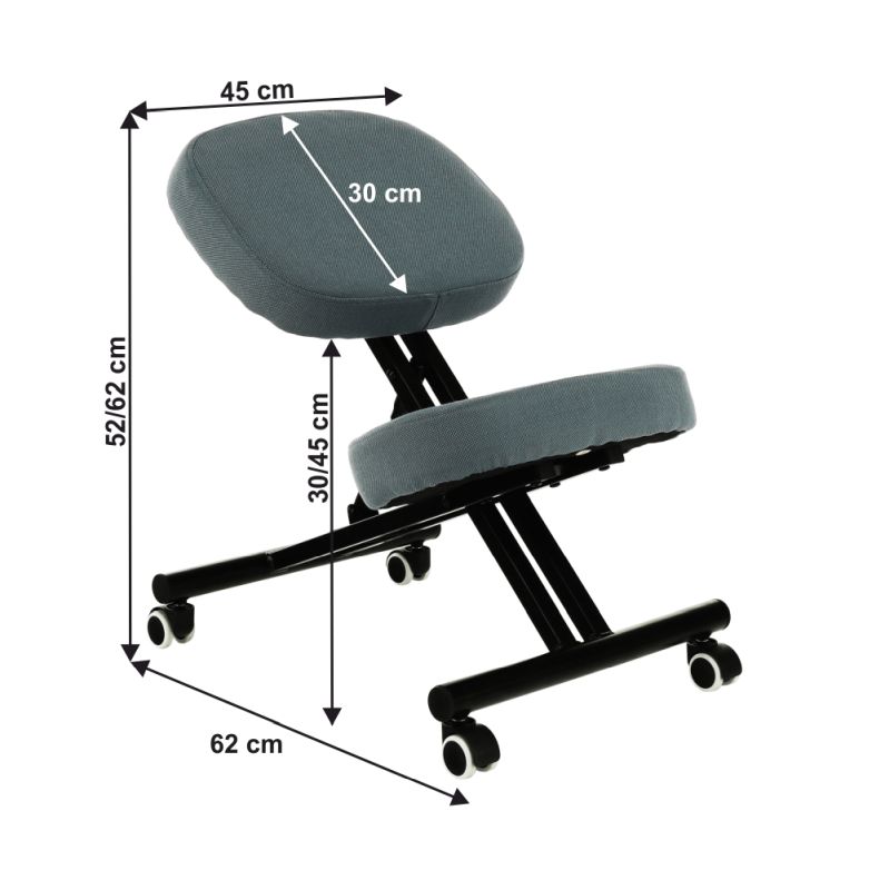 Ergonomický kľakosed, svetlosivá látka, čierny, KILIAN