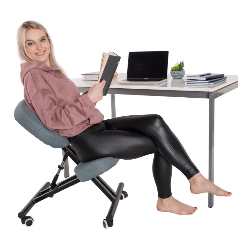 Ergonomický kľakosed, svetlosivá látka, čierny, KILIAN