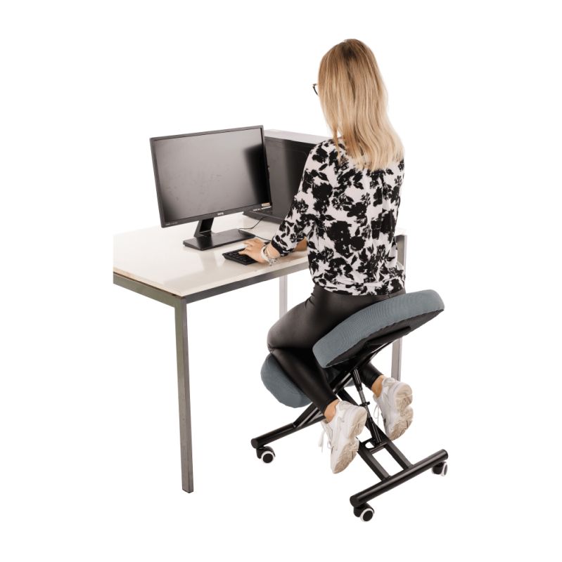 Ergonomický kľakosed, svetlosivá látka, čierny, KILIAN