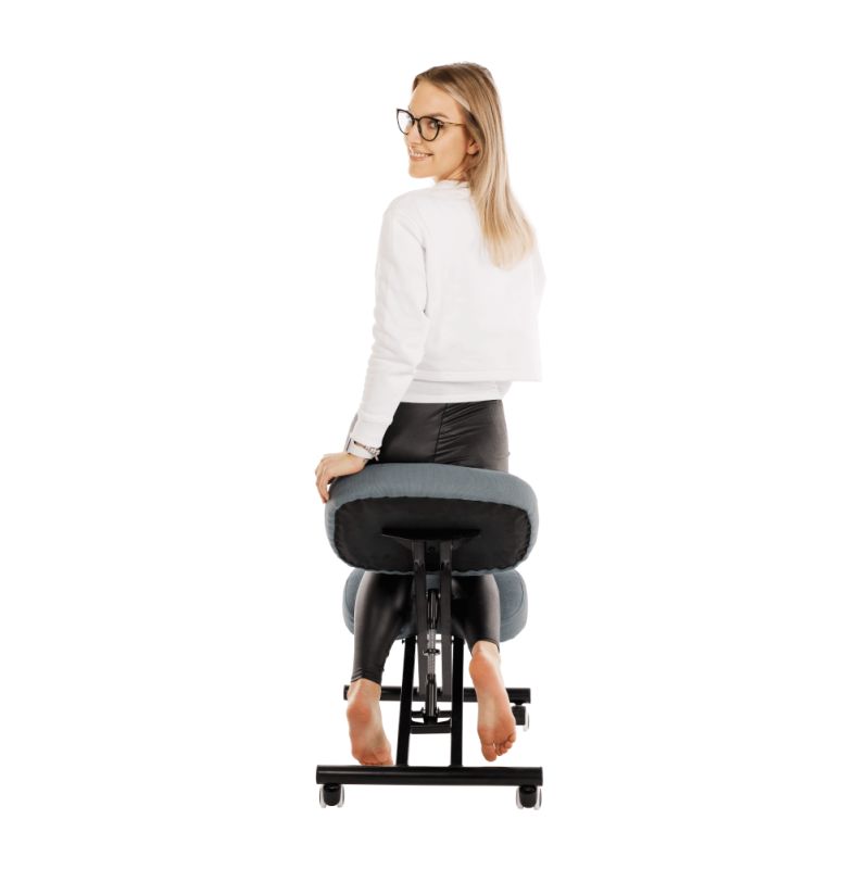 Ergonomický kľakosed, svetlosivá látka, čierny, KILIAN